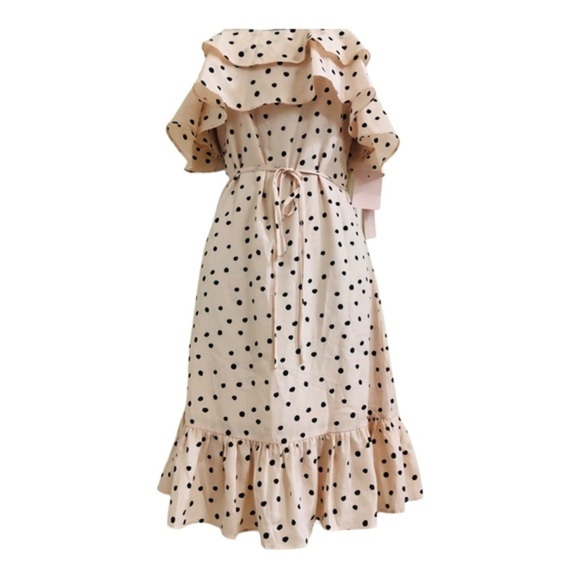 Anthropologie Avec les filles‎ pink polka dot ruffled tiered belted dress size 4 - Picture 10 of 16